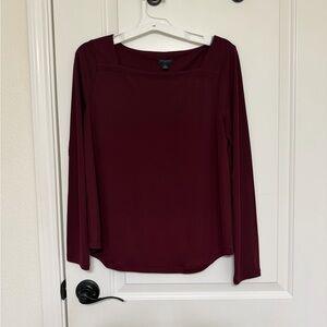 Ann Taylor Deep Red Long Sleeve Top